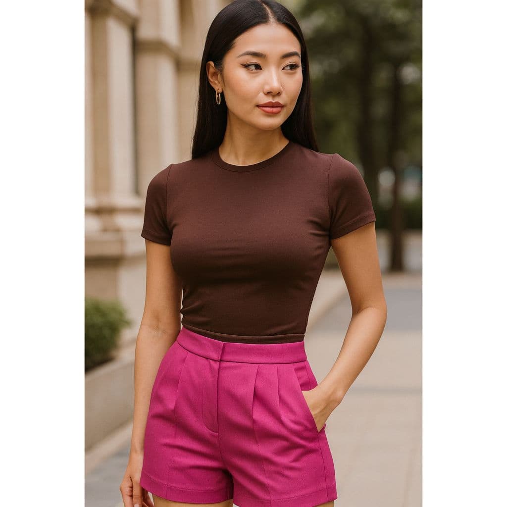 Cropped Blusinha Feminina Justa Manga Curta Casual ótimo para o dia a dia
