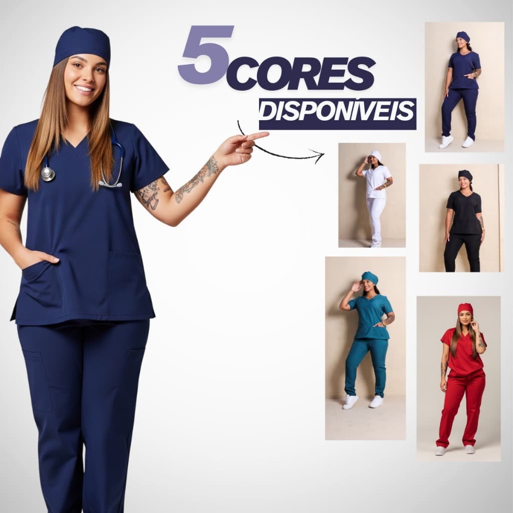 Scrub Feminino Bolso Cargo Plus Size Uniforme Clinica  -Tokio