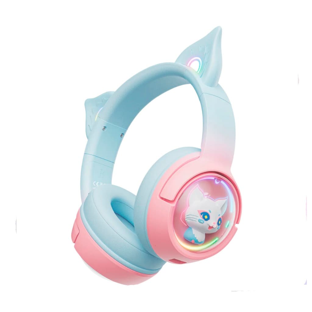 Headset Gamer Profissional Onikuma B5 Bluetooth 2.4Ghz Rosa/Azul