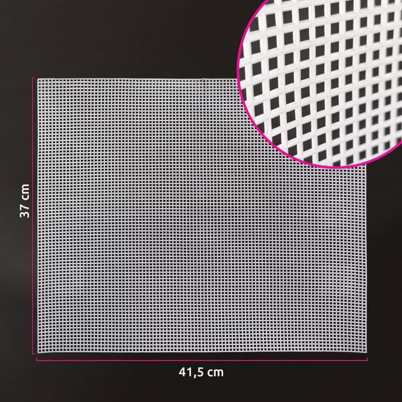 Malha chenille para bolsa 41.5cmx37cm (tela plástica) furo 3mm