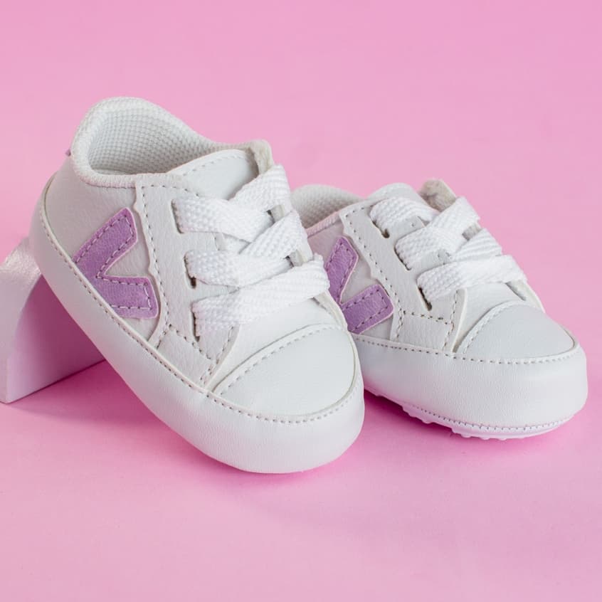 Tênis Infantil Bebê Menina Básico Primeiros Passos Sola Antiderrapante Passeio Casual Dia a Dia
