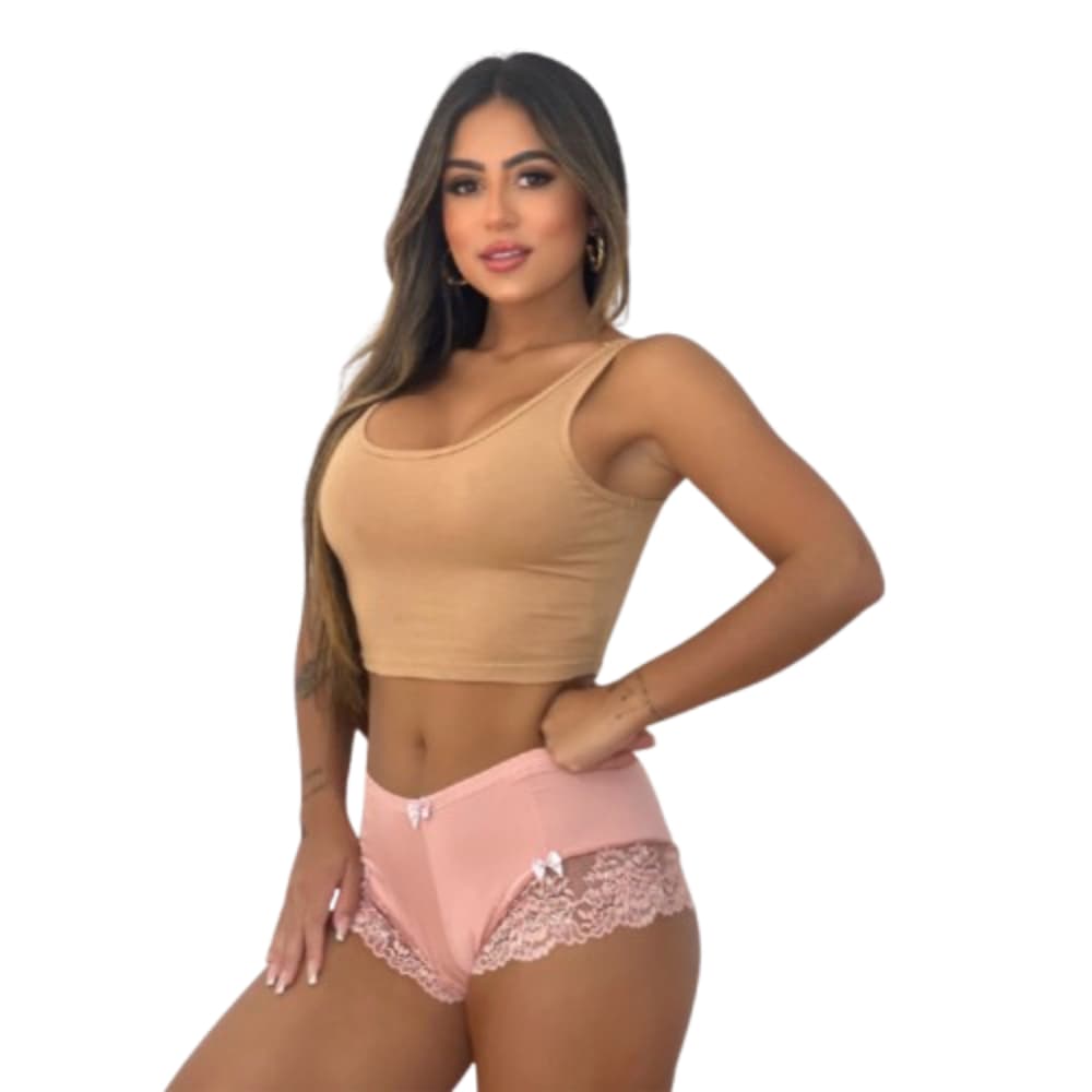 Calcinha box com renda Shortinho