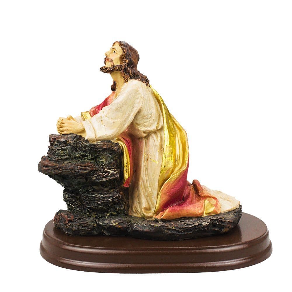 Jesus Orando Na Rocha 7cm -enfeite Resina Jesus