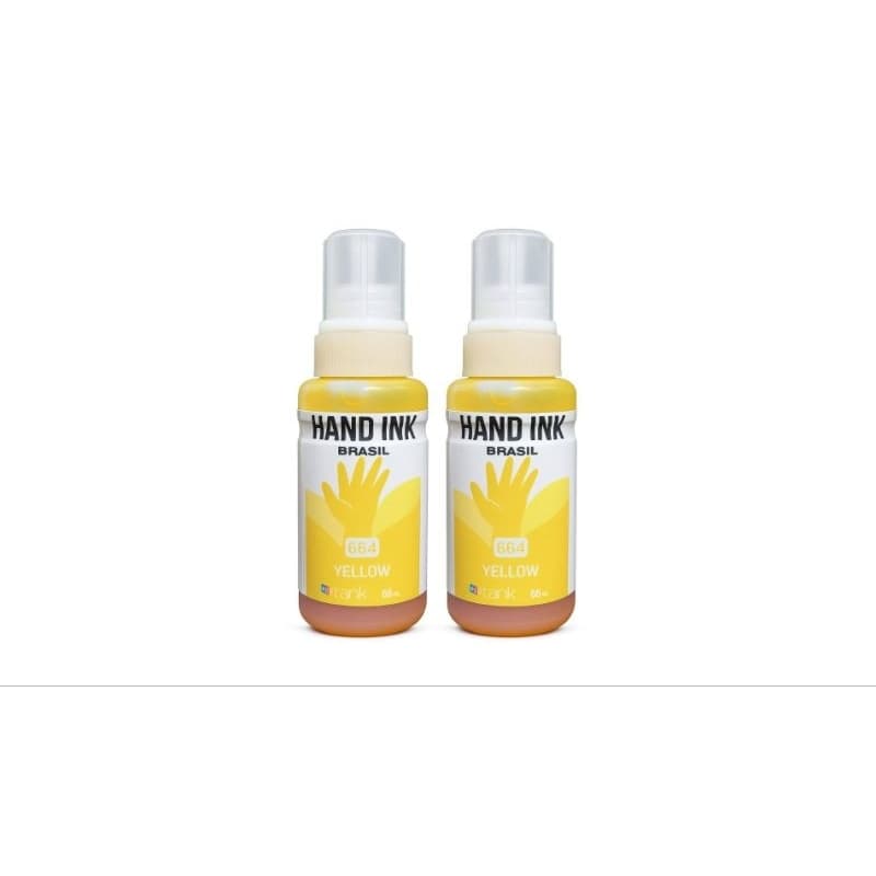 KIT 2 Tinta T664 YELLOW corante HAND INK BRASIL compatível com linha eco tank L 110, L 120, L 395, L 396 ...