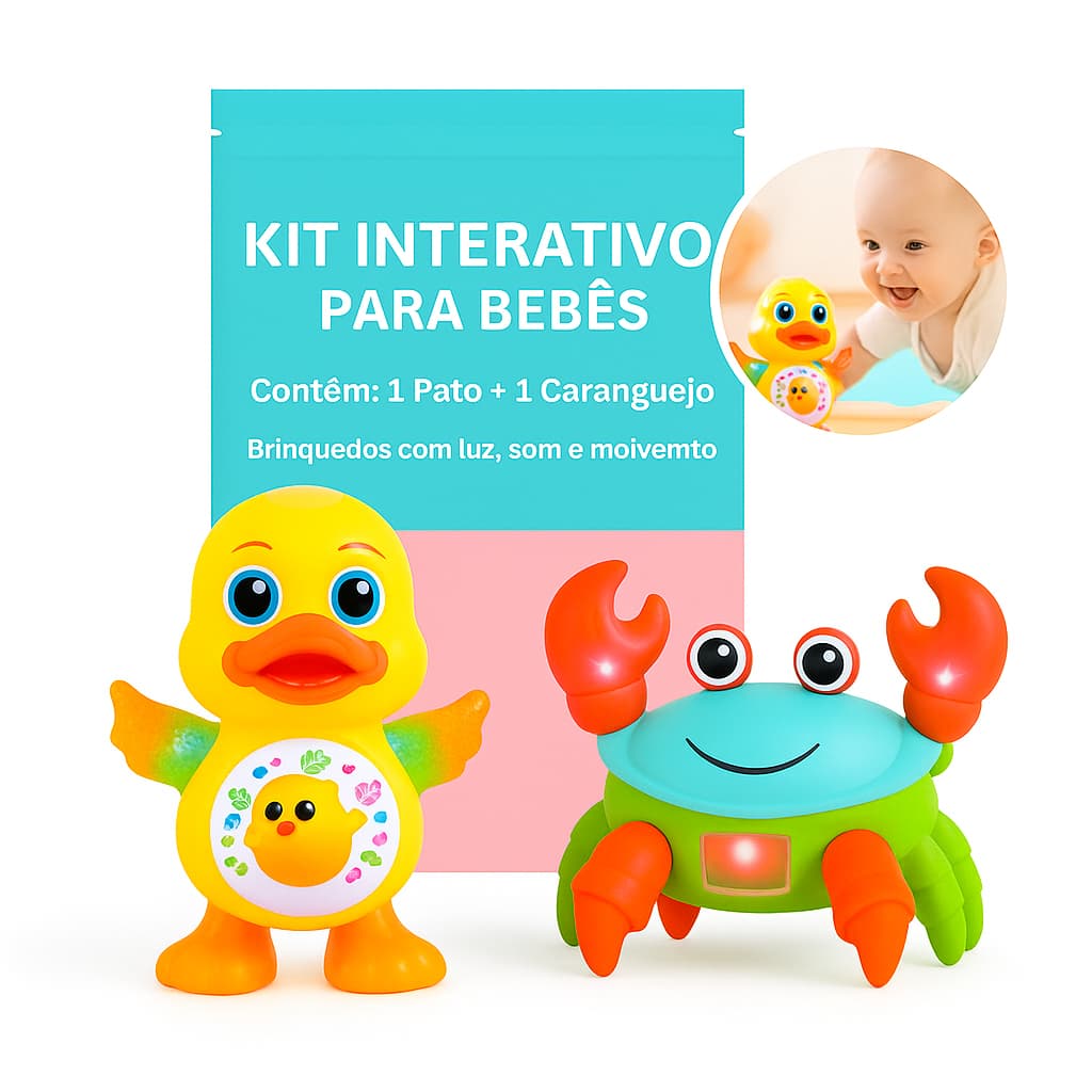 Kit Pato Dançante E Caranguejo Fujão Som Anda Mexe Musical