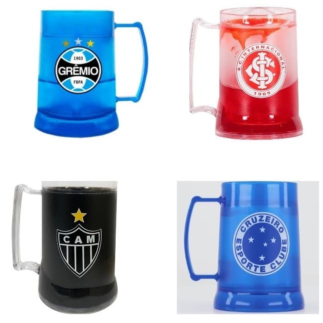 Caneca de Time 450 ml Copo Acrílico Gel Canecas do Cruzeiro Atlético Mineiro Grêmio Internacional