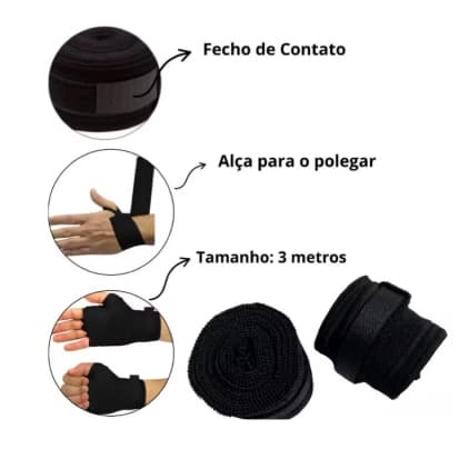 Kit Boxe Muay Thai Kickboxing Luva+caneleira+bucal+bandagem+bolsa