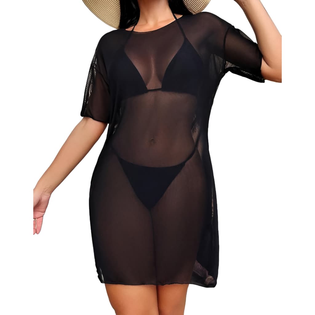 Vestido Curto Tule Transparente Feminino – Festa Balada Look Noite Elegante