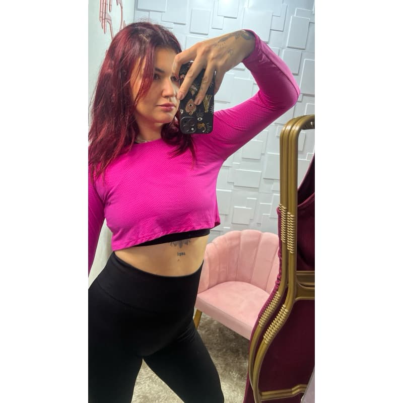 Blusa manga 2 em 1 tapa bumbum  academia fitness