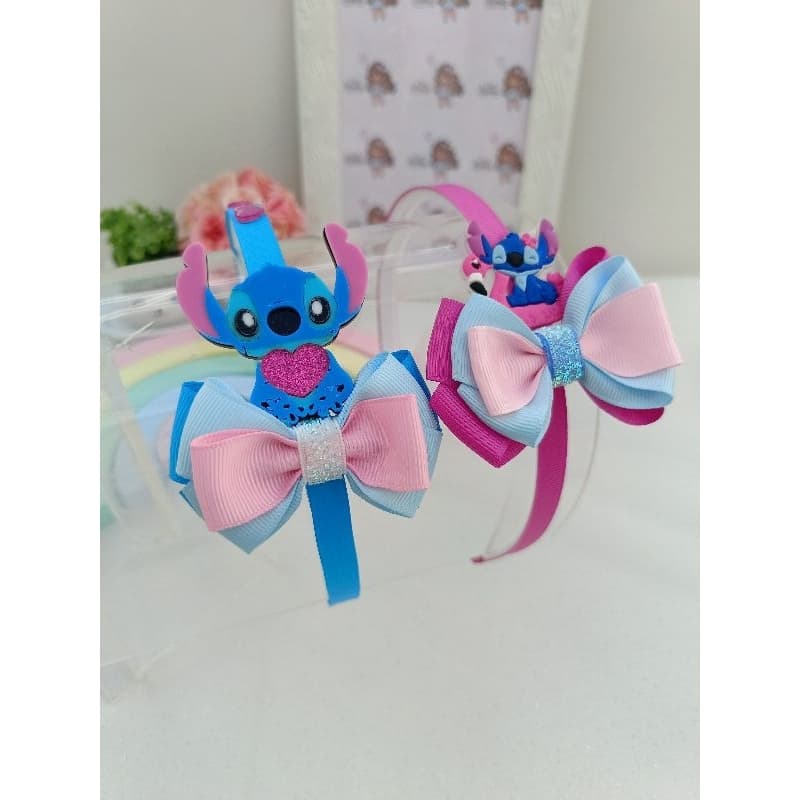 Tiara Infantil Stitch com Laço Candy Colors -  Acessórios de Cabelo para Meninas tiaras Stitch