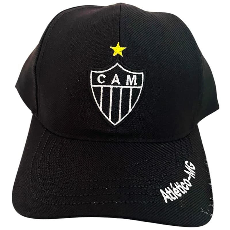 bone de aba curva com bordado de Atletico cor preto