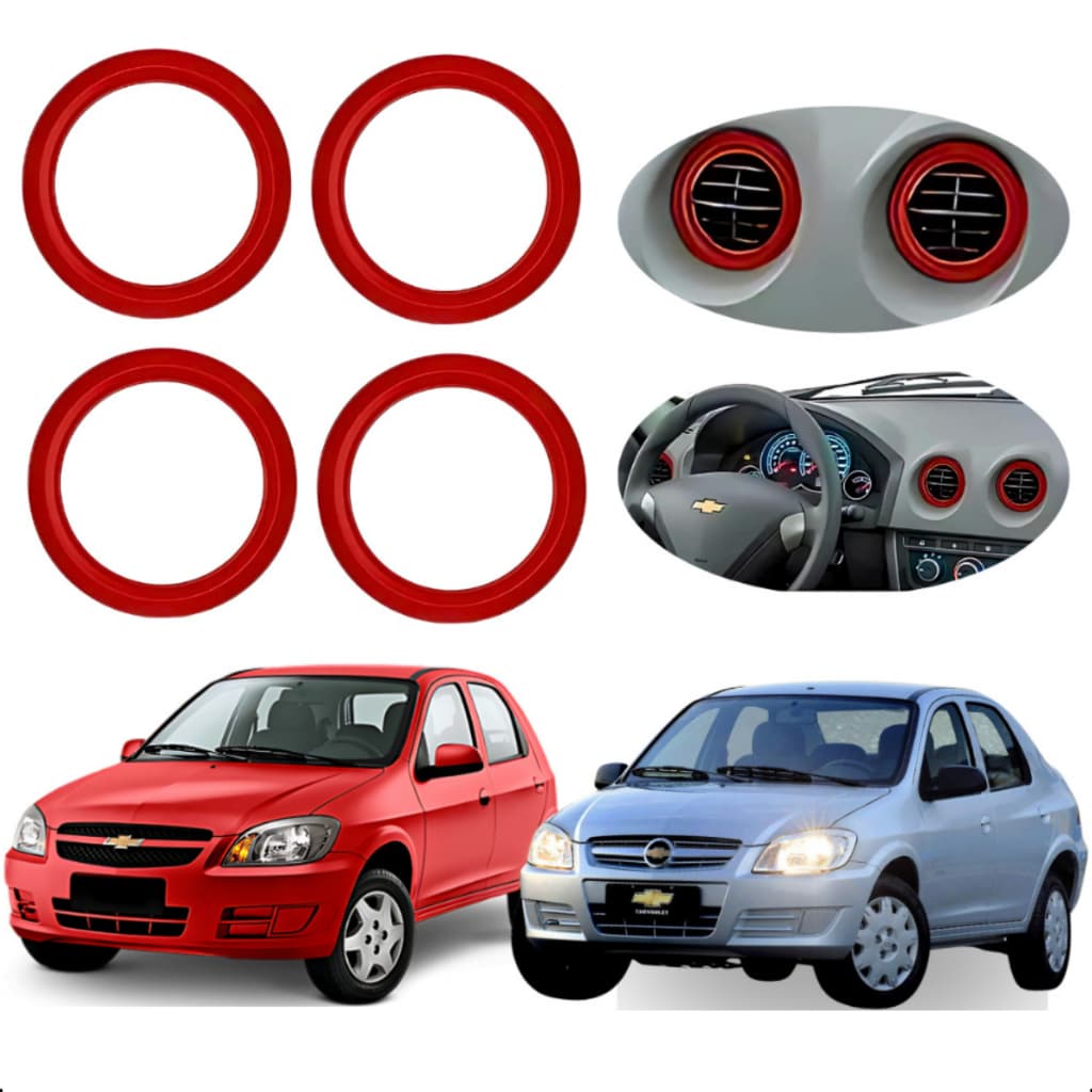 Aplique Vermelho Para Entrada de Ar do Painel Celta Prisma Chevrolet 2007 a 2016
