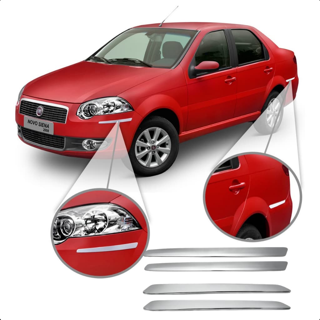 Friso Parachoque Fiat Siena Dianteiro Traseiro Cromado 2008 2009 2010 2011 2012 2013 2014 2015 2016