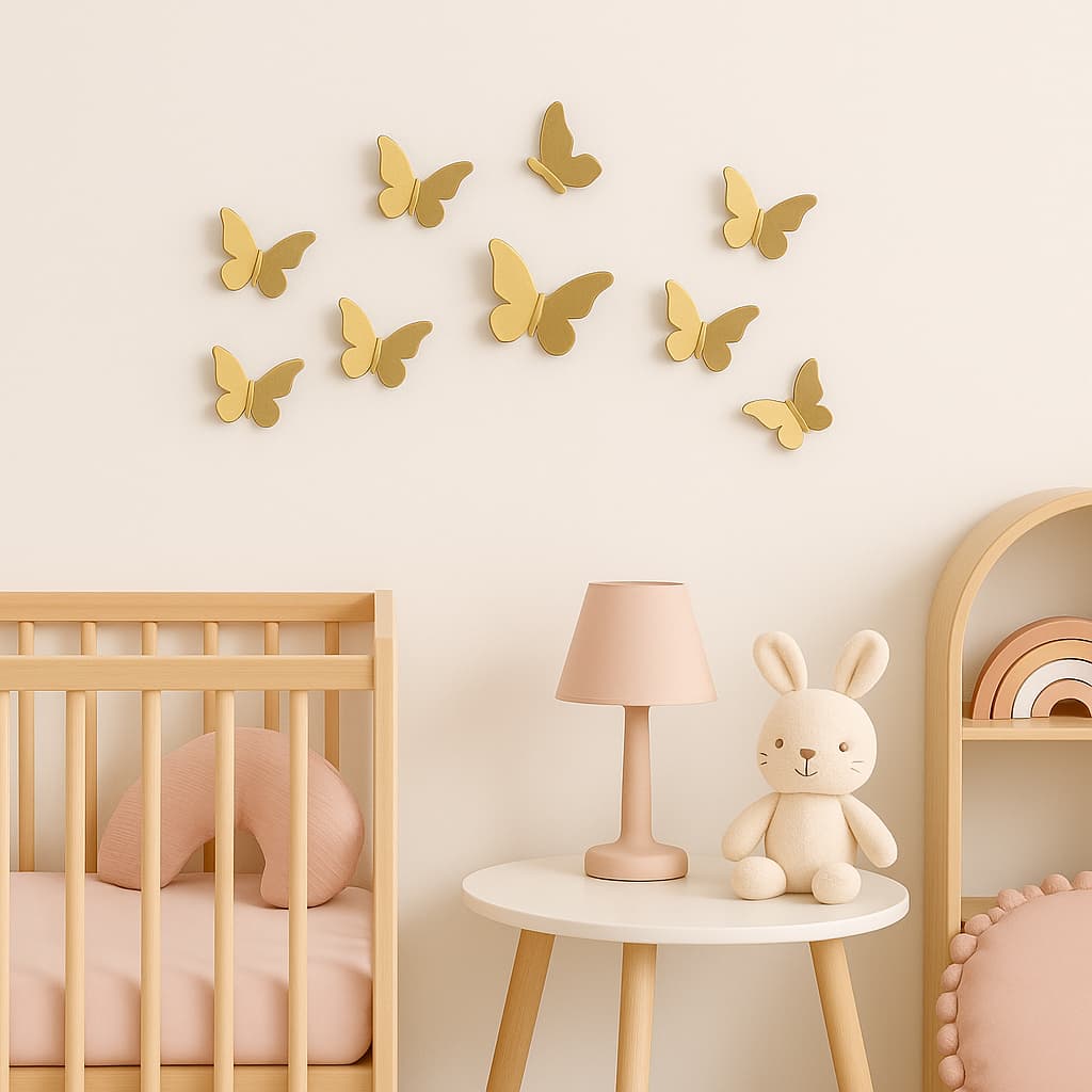 Kit Borboletas Decorativas Espelhadas Douradas Prateadas Rose Acrílico