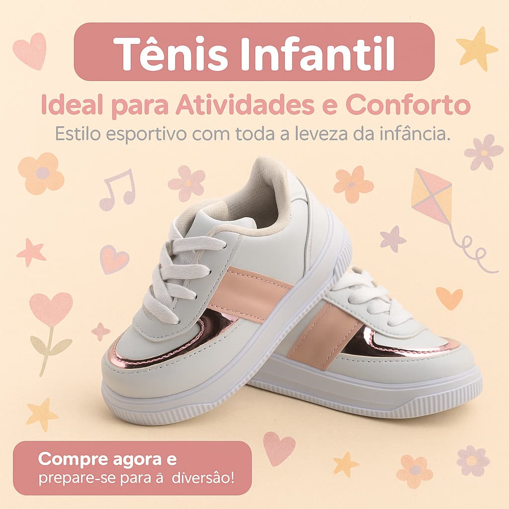 Tênis Infantil Feminino Baby Qualidade Premium e Confortável - Ideal Para Atividades - Envio Rápido