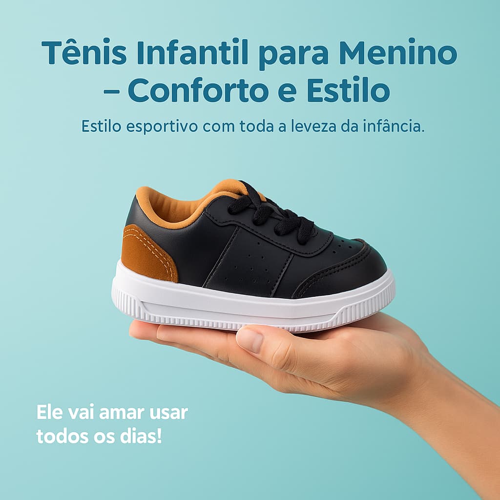 Tênis Infantil Preto Menino Baby Casual Leve Promoção Imperdível - Conforto e Estilo
