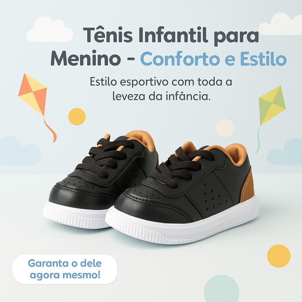 Tênis Infantil Baby Menino Casual Escolar Oferta Frete Grátis - Conforto e Estilo - Pronta Entrega