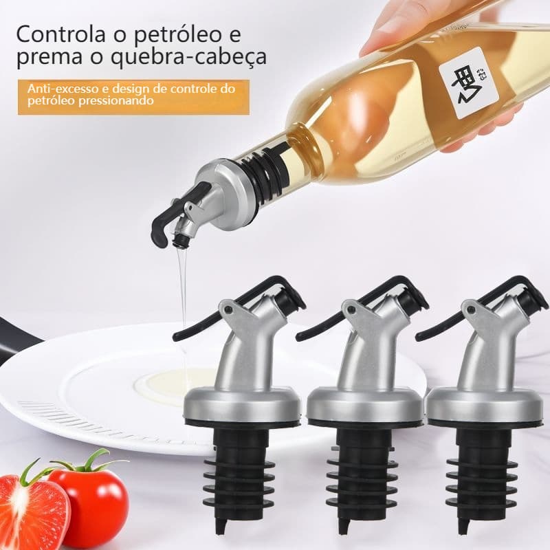 5 pcs Bocal para Garrafa de Óleo com Tampa  Dispenser de Cozinha com Bomba Pressurizadora para Azeite e Molhos