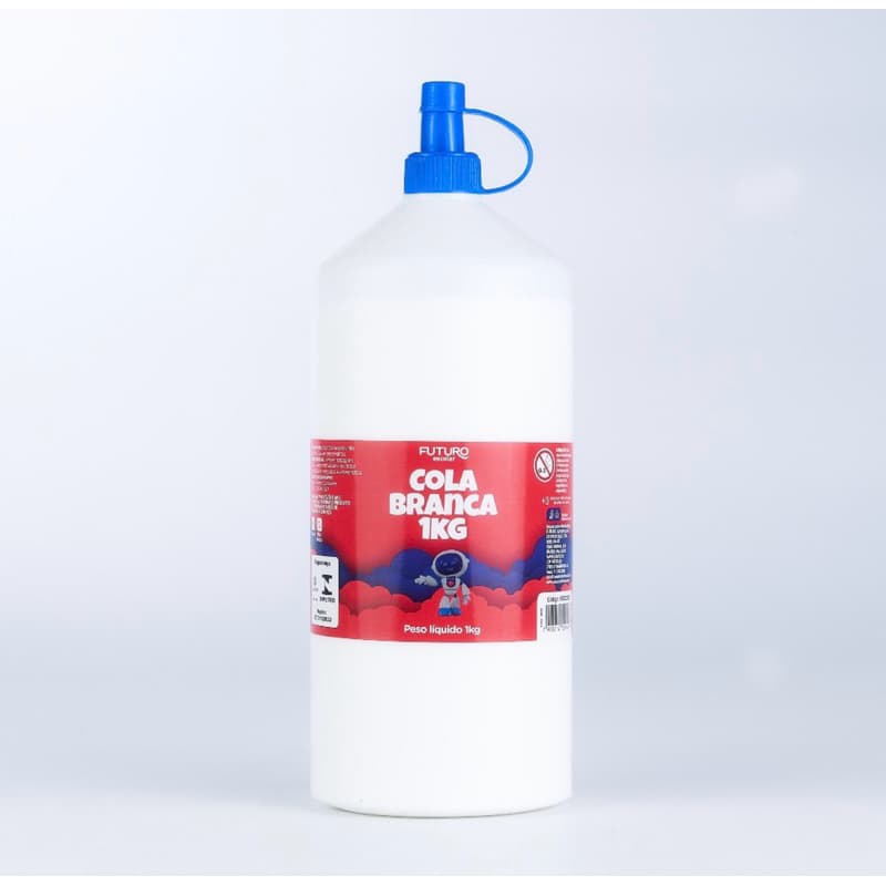COLA BRANCA ESCOLAR PVA LIQUIDA LAVÁVEL 1kg ARTESANATO e com Trava Antivazamento- FUTURO