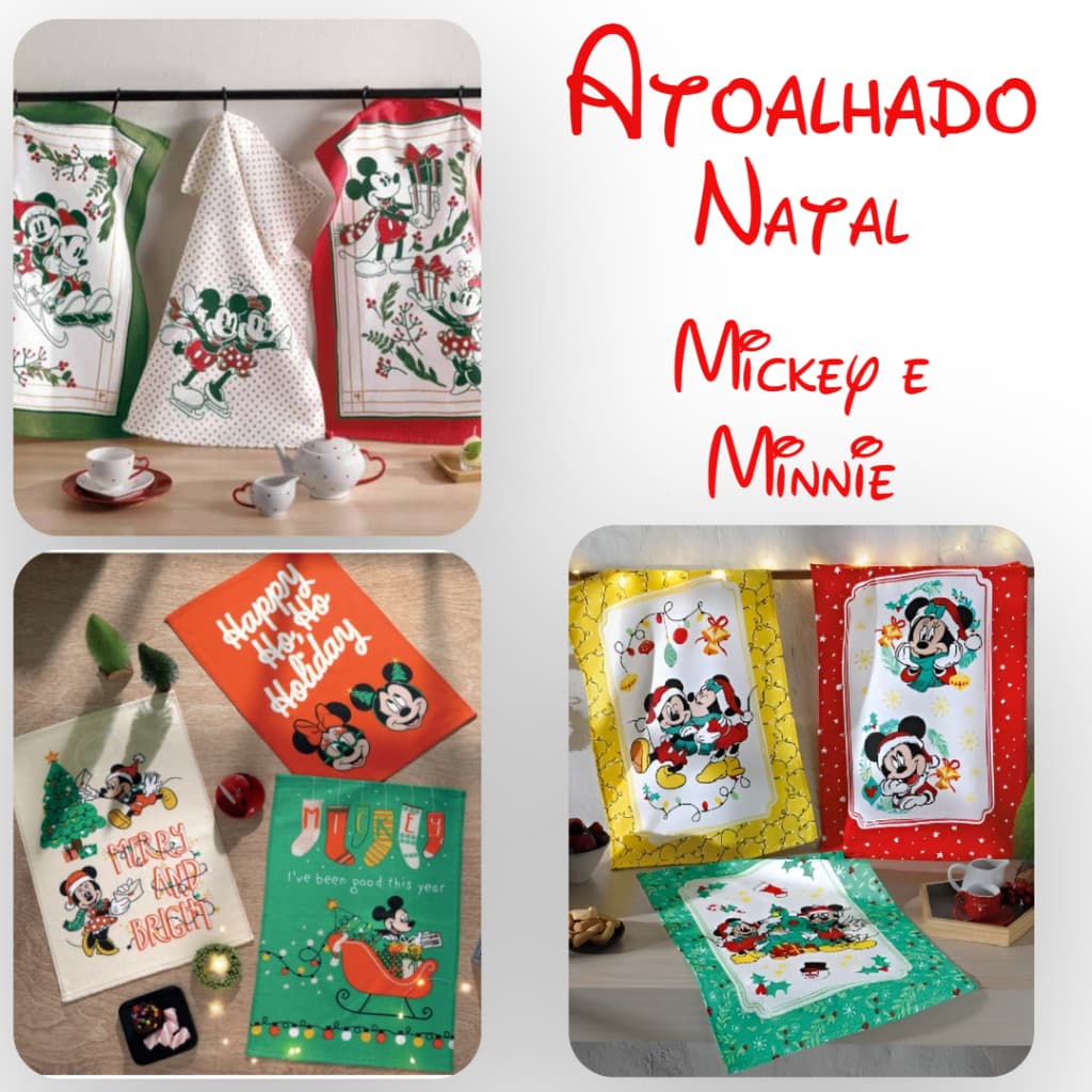 3 Un Pano Atoalhado Natal Mickey e Minnie Dohler