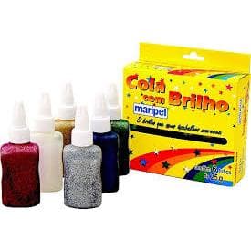Cola Colorida com Brilho 6 Unidades de 25g Maripel - 4666-S