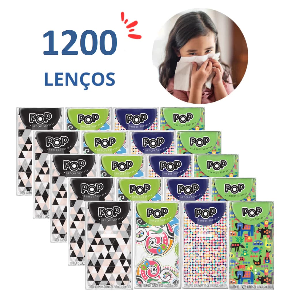Kit 1200 de Lenço de Papel Duplo POP Suaves Pacotes de Bolso p/ Casamento