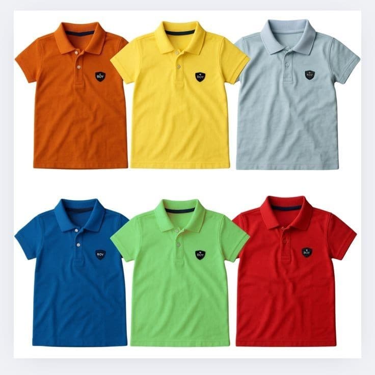 Kit 5 Blusas Polo Menino Manga Curta Infantil
