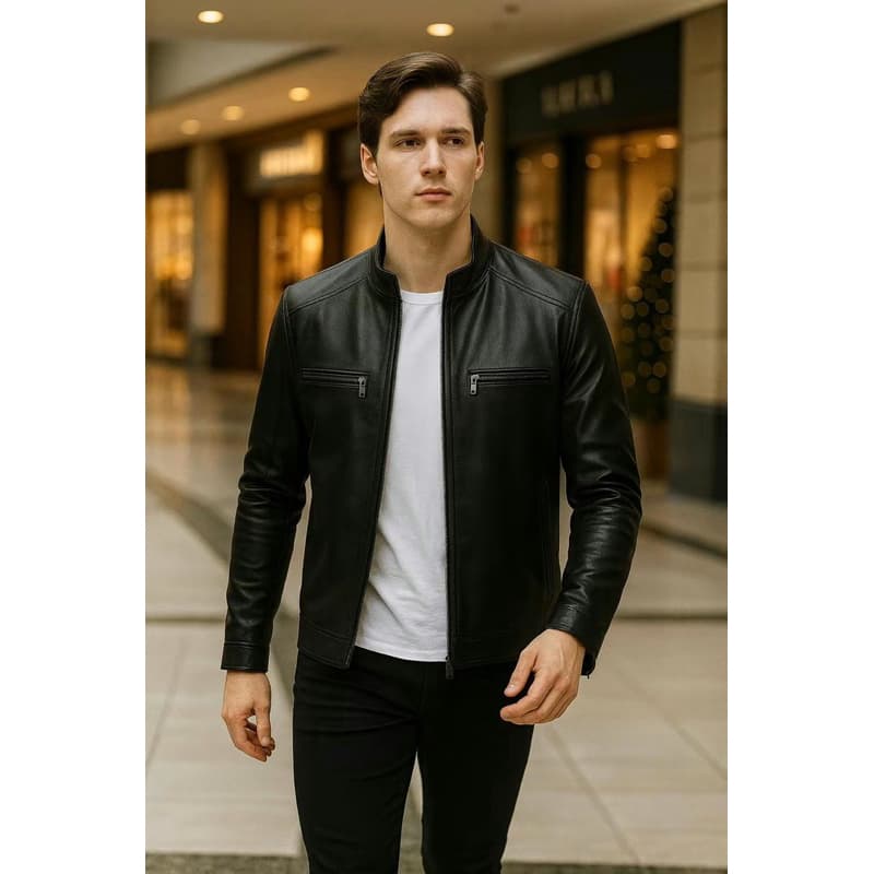 Jaqueta De Couro Forrada  Masculina Moda Inverno Motoqueiro Frio