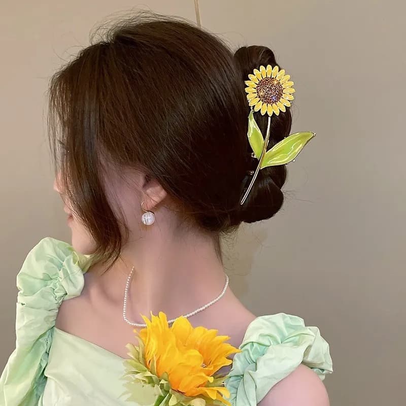 Clip De Metal Dourado Para Cabelo Forma Cereja E Flor Personalidade Clipes Criativos