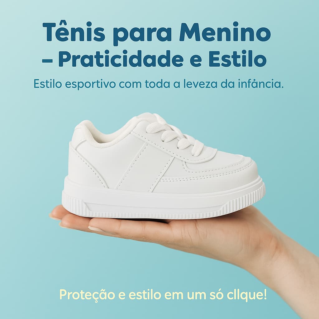 Tênis Infantil Branco Baby Menino Casual Escolar Super Confortável - Envio Rápido