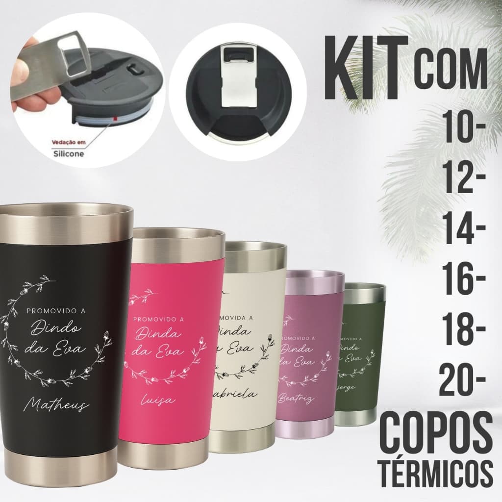 Kit copos personalizado premium com gravação a laser casamento madrinha padrinho
