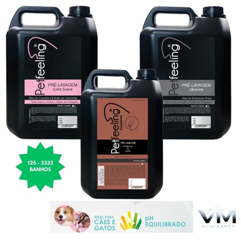 Pré-Lavagem Cães e Gatos 5 Litros - Petfeeling - Uso Profissional (até 3.333 banhos)