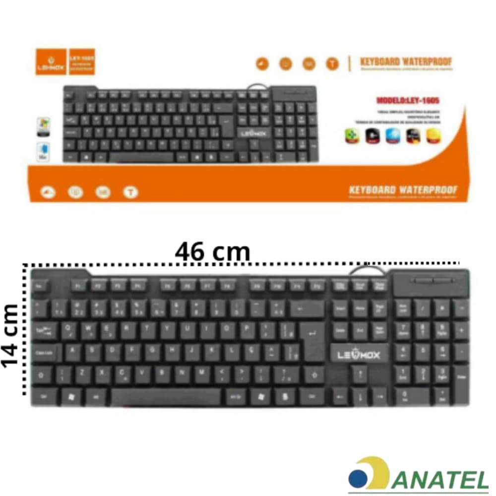 Teclado com Fio USB Lehmox LEY-1605 ABNT2 | Confortável, Resistente p/ Escritório e Home Office