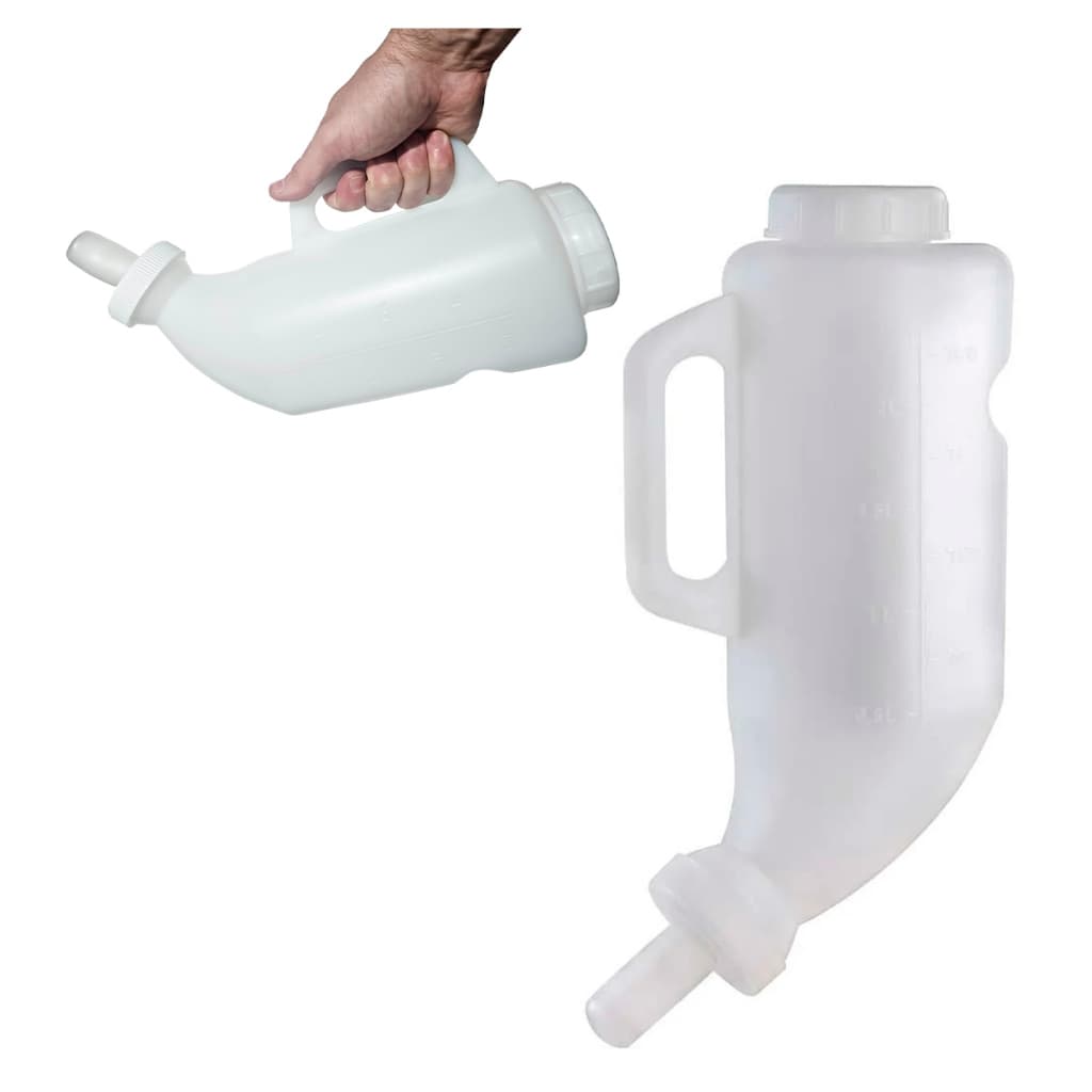Mamadeira Boca Curva Para Bezerros Chupeta Bico Silicone Tampa Traseira Cabo Branco Transparente 2L