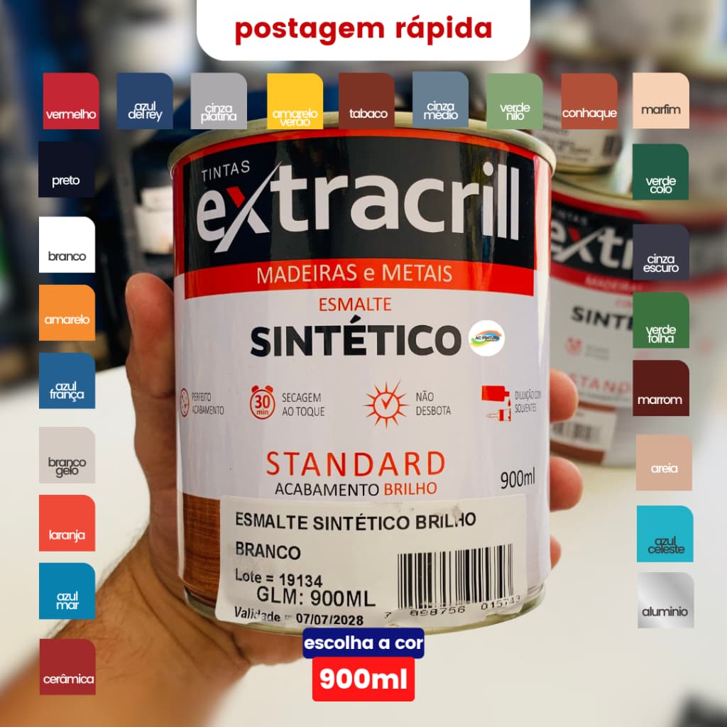 Tinta Esmalte Sintético Base Solvente Interno Externo Madeira Ferro Quartinho 900ml Cores