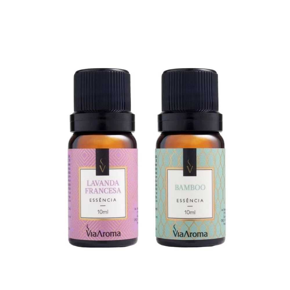 KIT 02 ESSENCIA LAVANDA FRANCESA E BAMBOO A BASE DE OLEO ORIGINAL VIA AROMA
