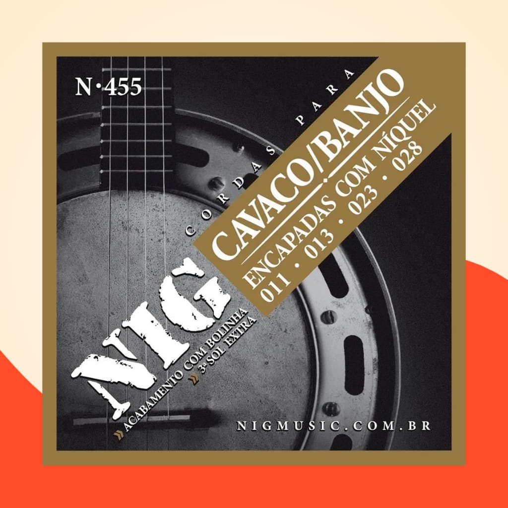 Encordoamento Jogo De Cordas Para Cavaco E Banjo Nig N455 Encapadas Com Níquel