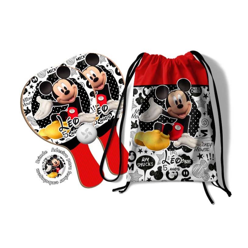 7/10/15/20/25 Kit Mochilinha e Raquetes Ping Pong - Mickey