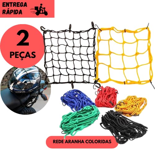 Kits 2 ou 1 Rede Elástica 30x30 Para Bagageiro de Moto  Bicicleta ou Carro Resistência Coloridas