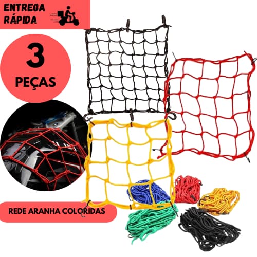 Kits 3/2 ou 1 Rede Elástica para Bagageiro 30x30cm – Transporte Seguro em Moto, Bike e Carro