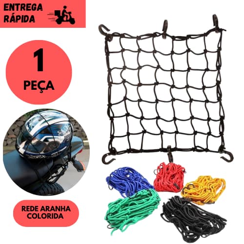 Kit 1 Rede Elástica 30x30 para Bagageiro de Moto, Bicicleta e Triciclo – Super Reforçada