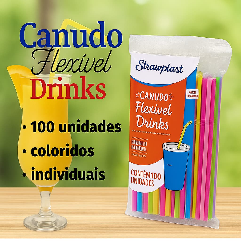 100 Canudos Neon  Flexível Colorido Festas Coquetéis  Drink Coquetel Bebidas  Eventos
