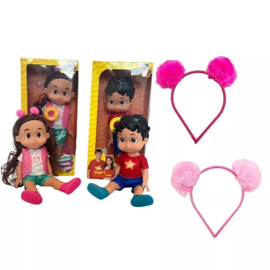Kit Bonecos Maria Clara e JP 30Cm Musical Com Tiara Maria Clara