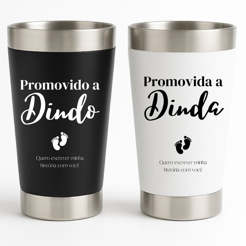 Kit 2 Copos de Padrinho Madrinha de Batismo Gravado a Laser Dindo e Dinda Presente Luxo Envio Rápido