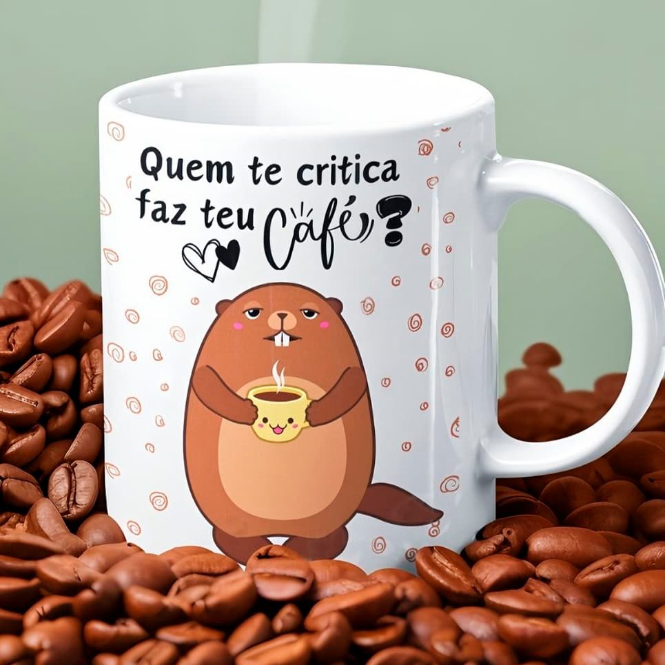 Caneca Porcelana Personalizada Capivara Xicara Presente Criativo