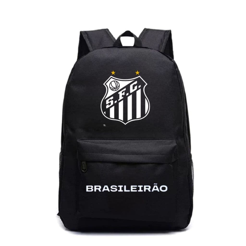 Mochila Escolar Preta Azul Bebe Azul Celeste Vermelho Santos de Costas Reforçada para Trabalho Viagem Futebol Brasileiro