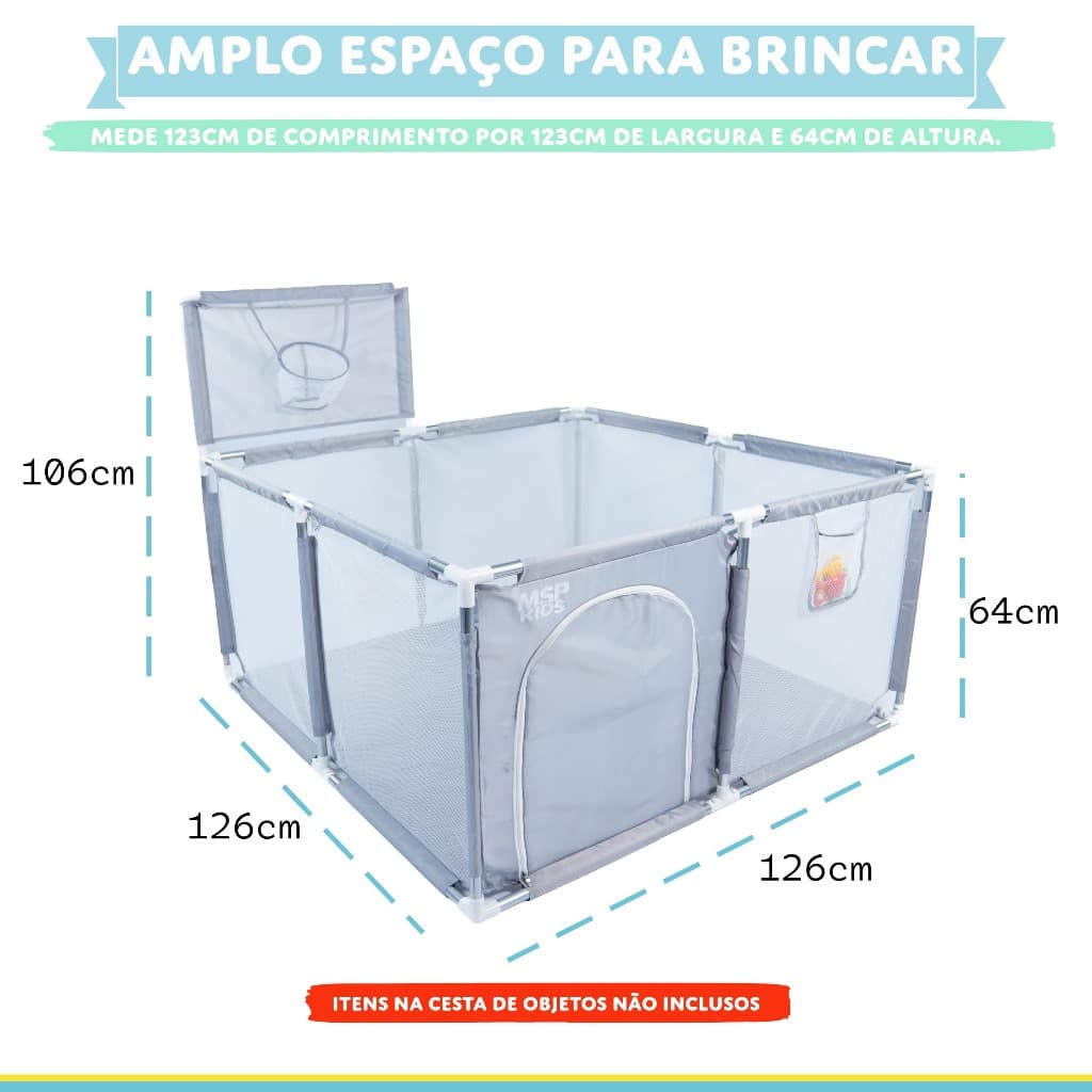 Cercadinho PlayPen com Cesta de Basquete Seguro