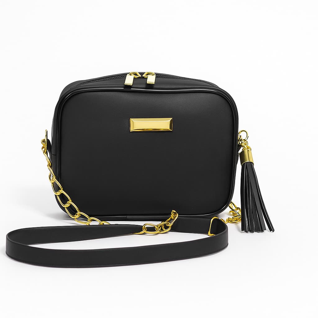 Bolsa Feminina de Ombro Casual Pequena Quadrada com Alça Regulável  com Corrente Dourada