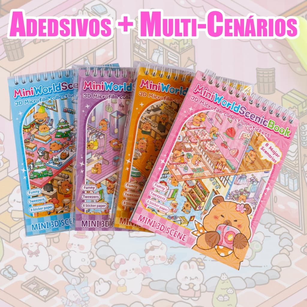 Kit Livro com Cenários para Decorar com Adesivos Mini Adesivo Decorativo ENWEI TikTok sketchbook