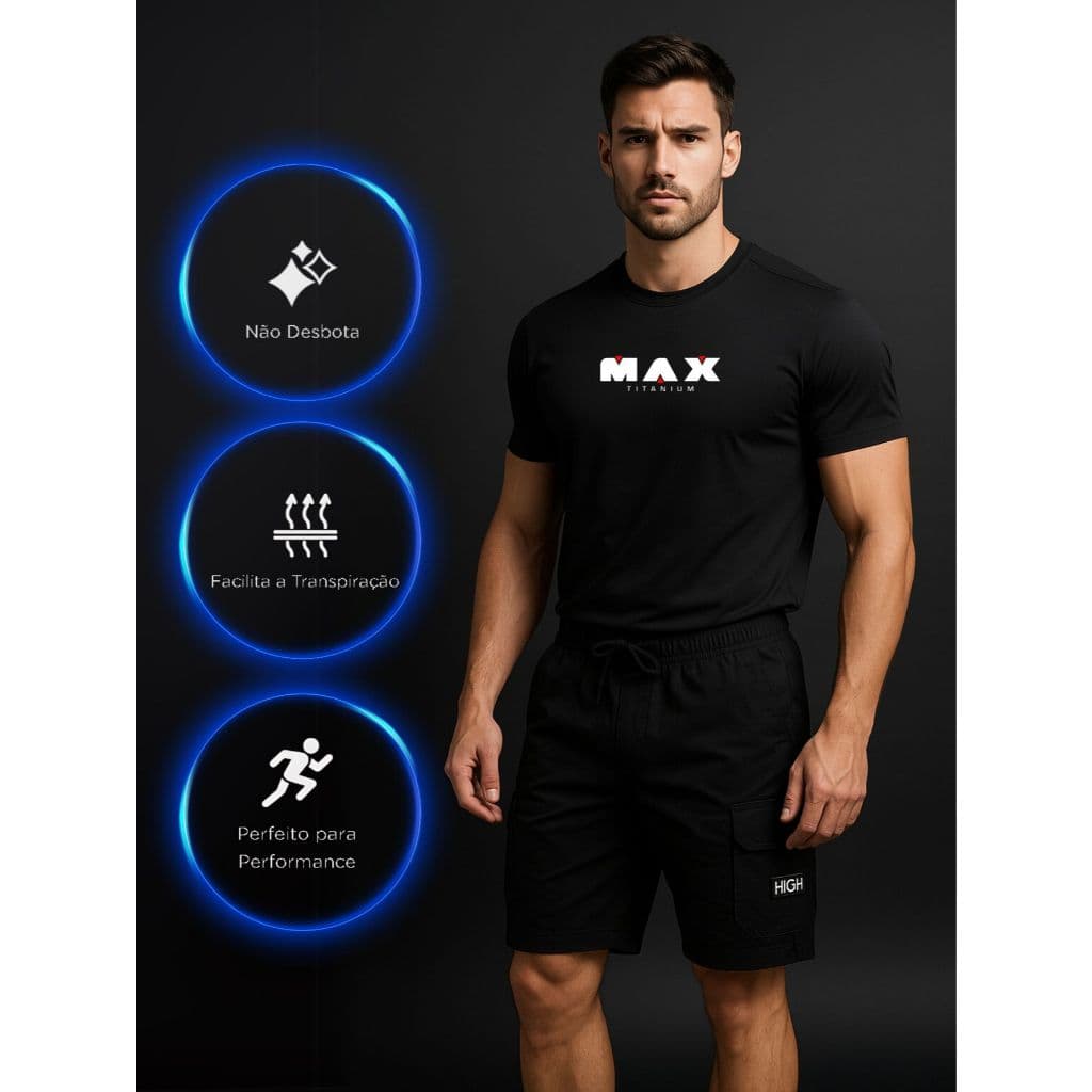 Camisa Dry Fit Masculina - Modelo Max Titanium 01 - Academia Verão Crossfit Esporte camisa camiseta Treino